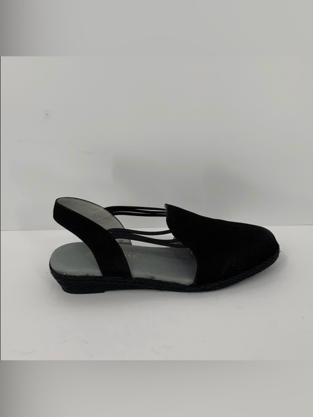 David Tate Nelly slingback wedge shoe Espadrille black nubuck suede new 7 NARROW